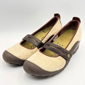 Merrell Plaza Bandeau Dark Taupe Suede Mary Jane Shoes Womens 7.5 Brown Preppy